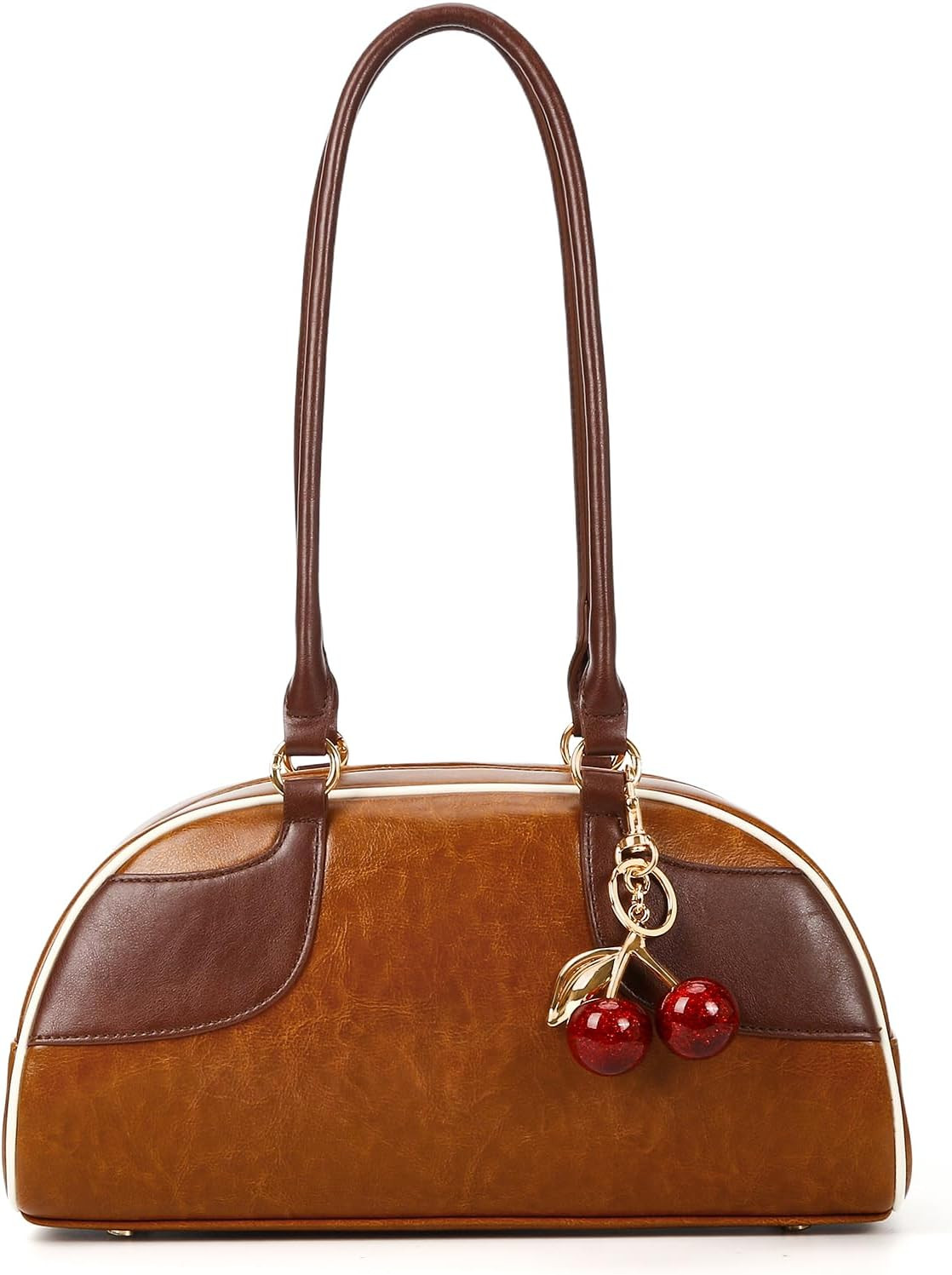 Y2K Bowler Shoulder Bag Vintage Leather Purse with Cherry Charm | Amazon (US)