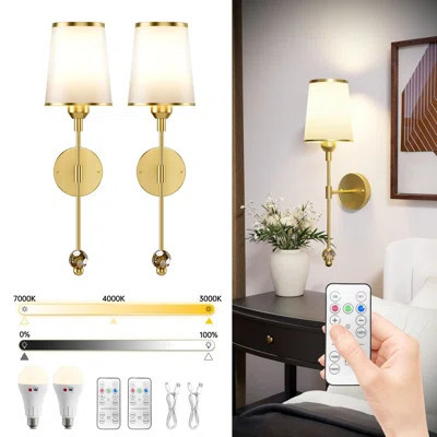 Wallchiere Sconce Rechargeable 5000mAh Wall Lights Wall Sconces Sets of Two Remote Control for Living Room Bedroom Hallway | Wayfair North America