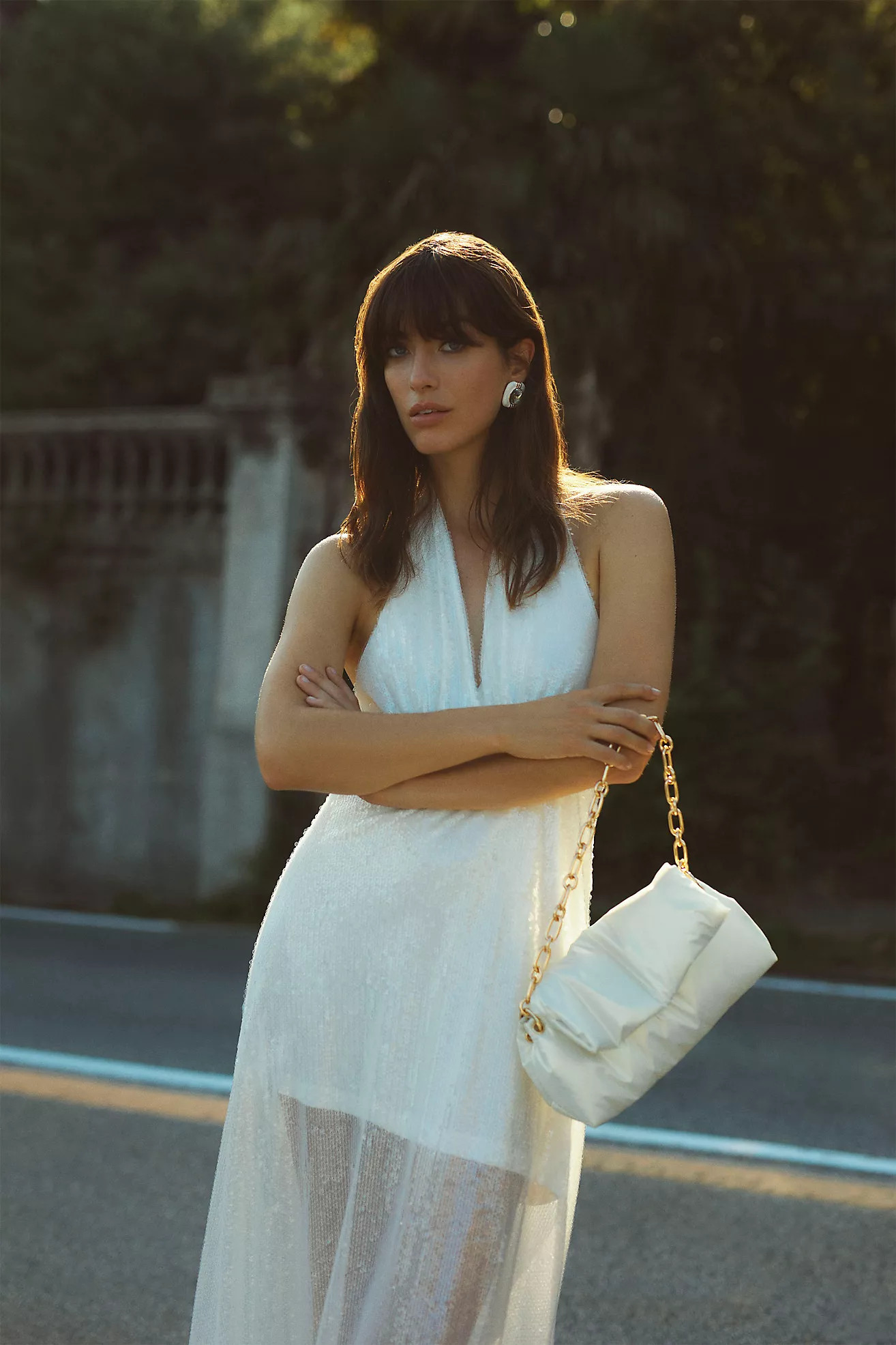 BHLDN April Sequin Halter V-Neck Dress | Anthropologie (US)