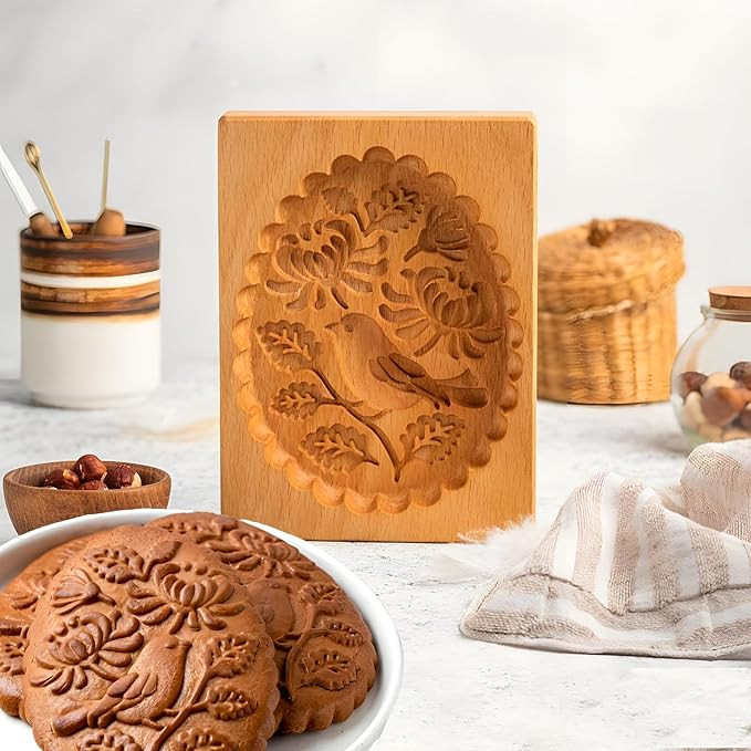 Cookie Cutter Embossing Mold, DIY Wooden Cookie Molds, 3D Carved Wooden Cracke Molds, Christmas C... | Amazon (US)