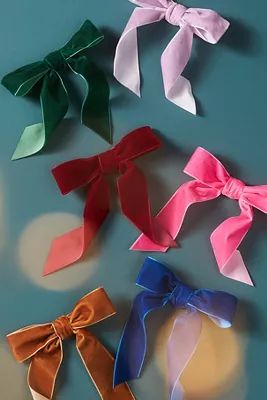 Velvet Bow Clip-On Ornaments, Set of 6 | Anthropologie (US)