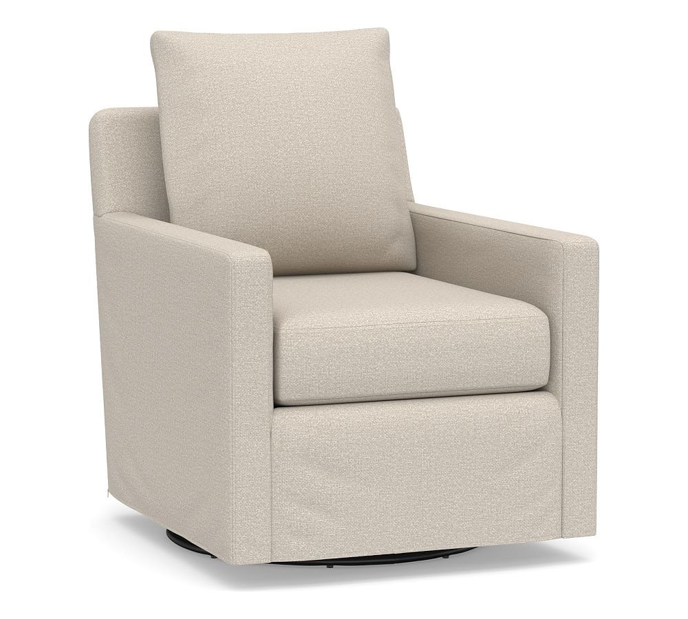 Ayden Square Arm Slipcovered Swivel Glider | Pottery Barn (US)