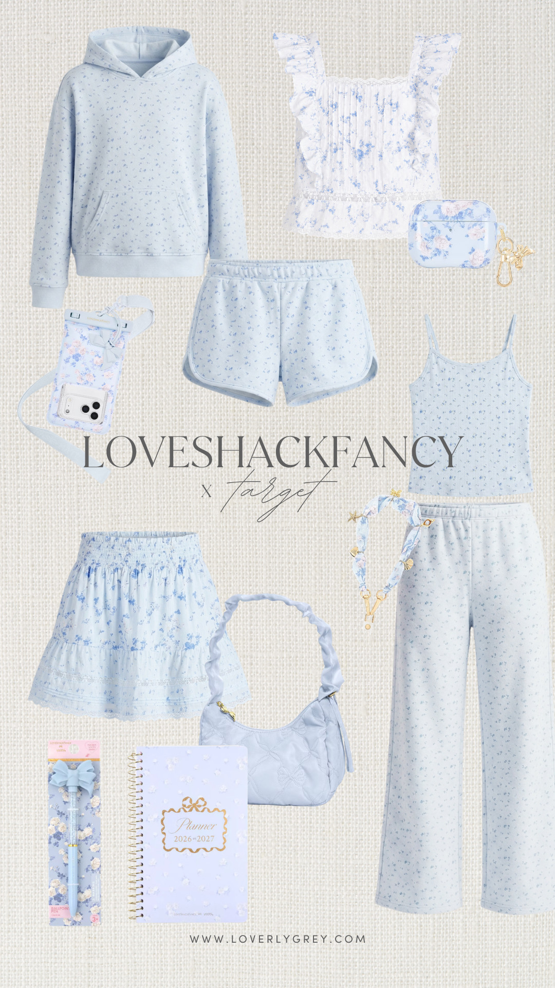 If you love a romantic, coquette aesthetic, this LoveShackFancy x Target drop is a absolute dream! These sweet floral matching sets and accessories are moving so fast. Loverly grey, Target find, blue floral top, lounge pants, summer outfit inspiration 

 #LTKgrwm #LTKootd #LTKKids