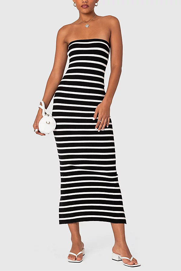 Edikted Knit Striped Maxi Dress in Black/And/White, Women's at Urban Outfitters | Urban Outfitters (US and RoW)