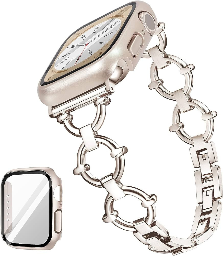 G-ficu Ring-Shaped Band Compatible with Apple Watch Band 41mm with Screen Protector Case iWatch S... | Amazon (US)