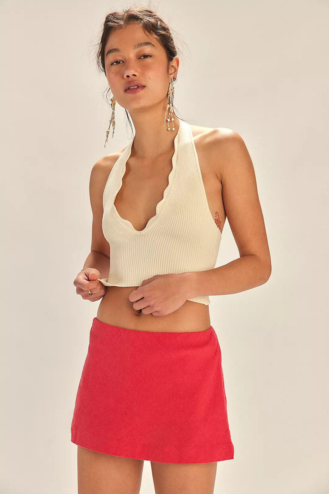 My Little Micro Mini Cotton-Linen Skort | Free People (Global - UK&FR Excluded)