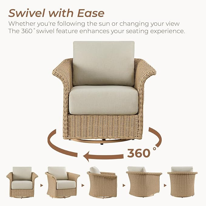 3 Pieces Wicker Patio Bistro Set, Outdoor Rattan Furniture Set with 2 Pieces Thickened Cushion Sw... | Amazon (US)