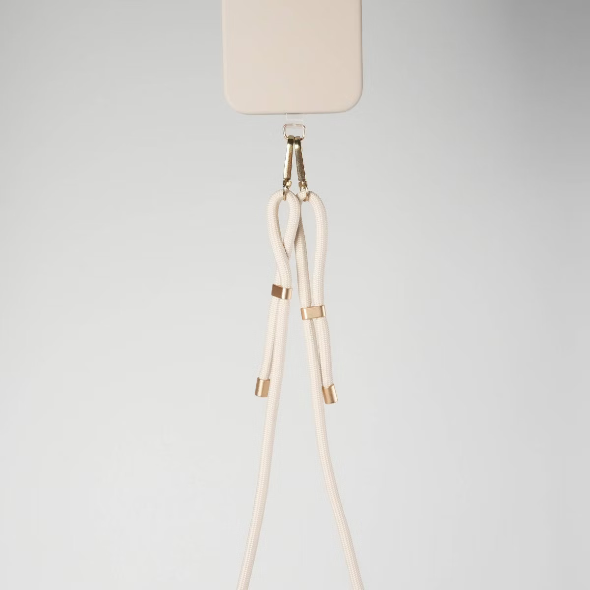 Hello Lux Nylon Rope Phone Crossbody Strap with Gold Accents - Beige | Target