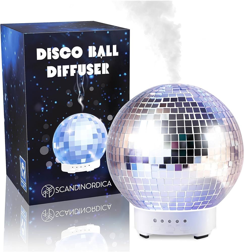 SCANDINORDICA Disco Ball Diffuser Rotating - Original Disco Diffuser for Essential Oils with Whisper Quiet Operation, 7 Color Night Light & 4 Time Settings | Cool Aromatherapy Diffuser for Medium Room | Amazon (US)