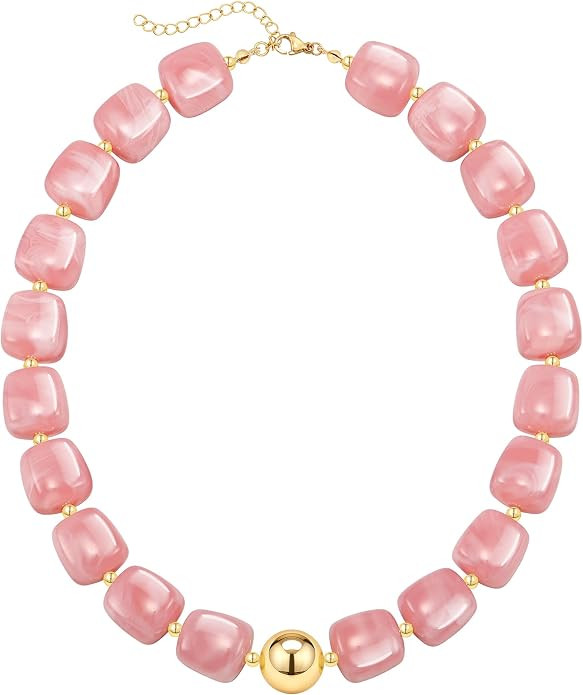 IDJEOABL Chunky Beaded Necklaces for Women Statement Colorful Acrylic Resin Bead Necklace for Wom... | Amazon (US)
