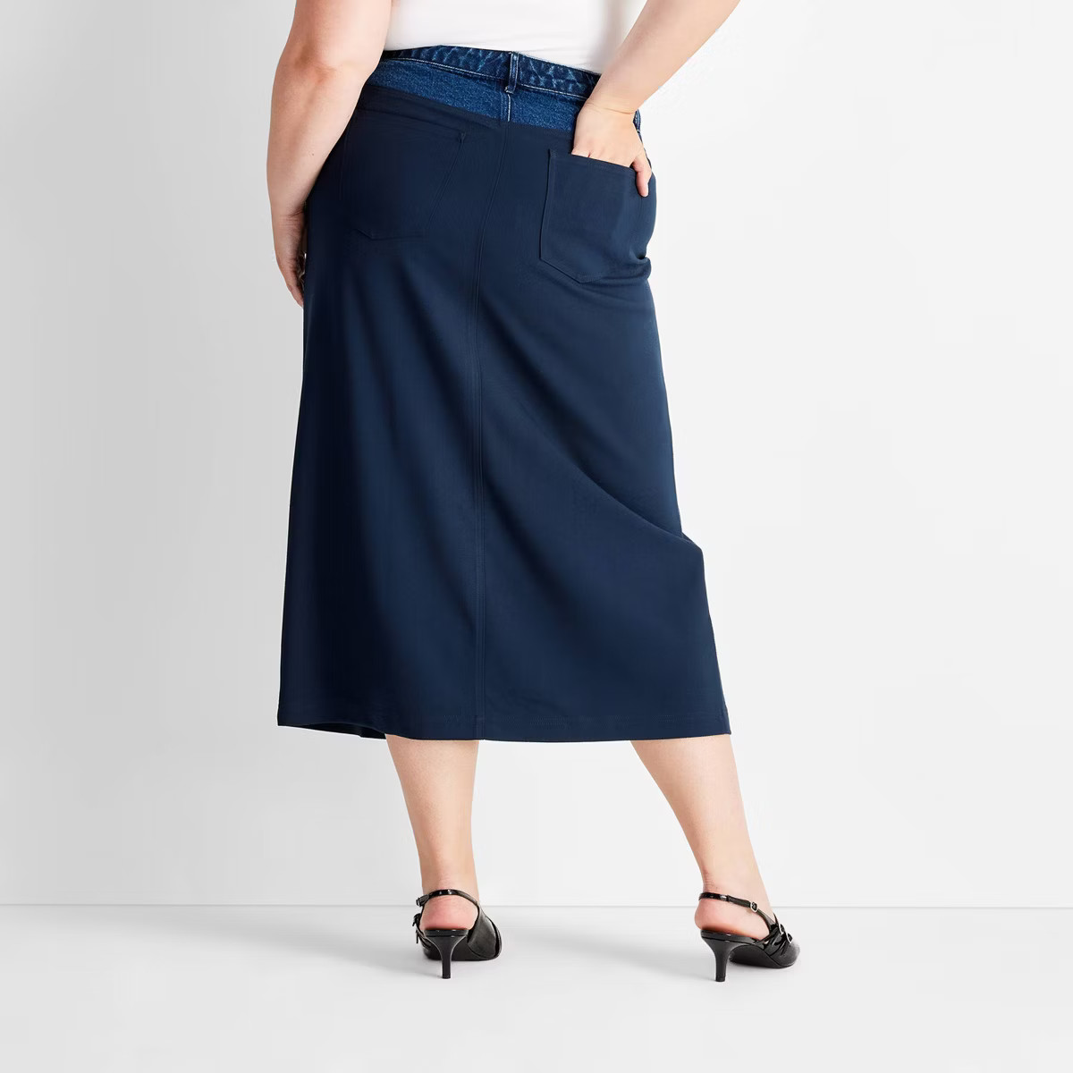 Women's Contrasting Denim Ankle Skirt - Future Collective Navy Blue | Target