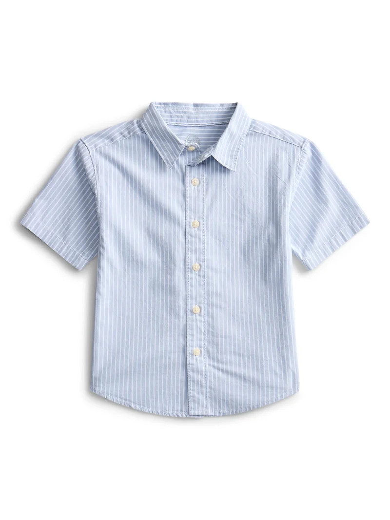 Wonder Nation Boys Cotton Woven Button-Down Shirt with Short Sleeves, Sizes 4-18 | Walmart (US)
