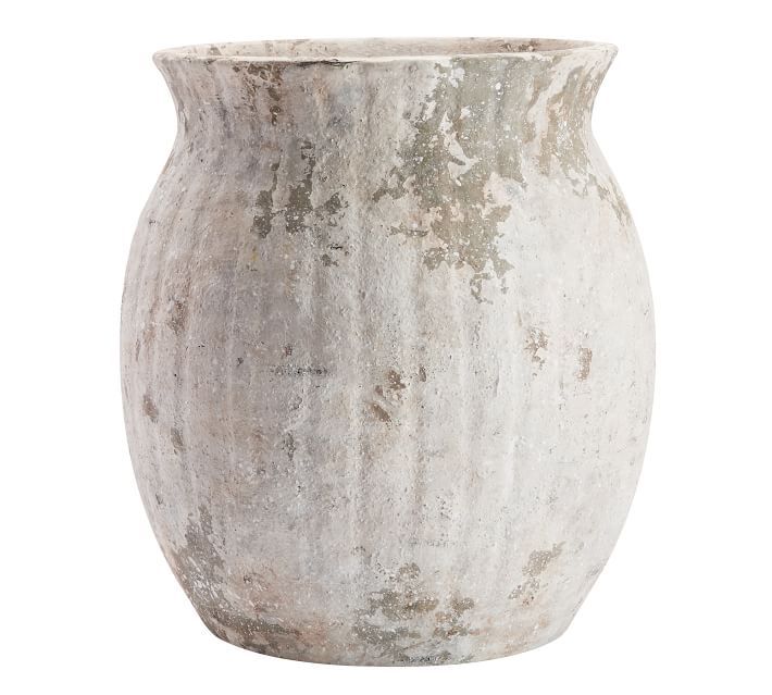 Handcrafted Weathered Terra Cotta Vase, White, Large, 15"H | Pottery Barn (US)
