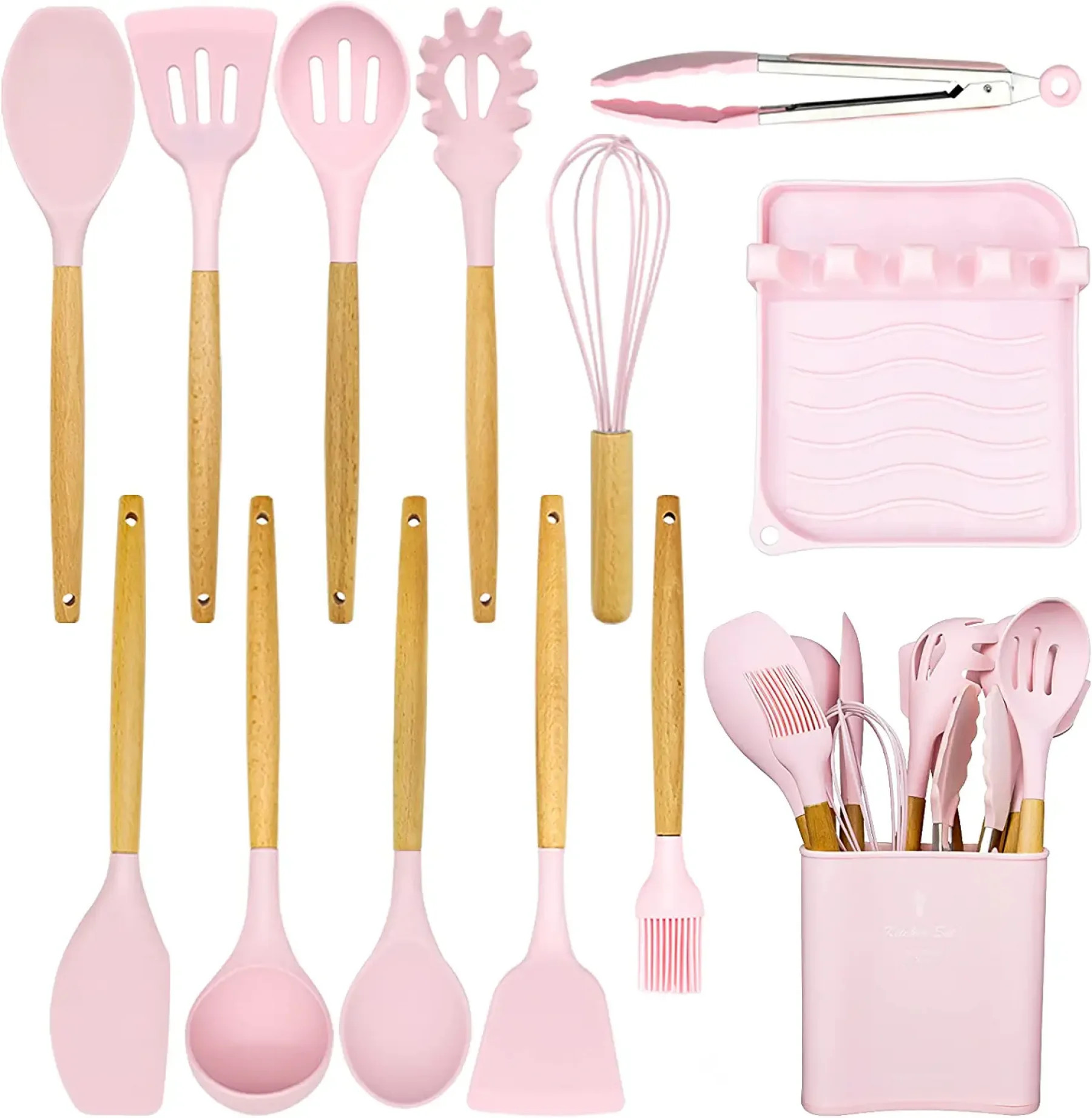 Cooking Utensils Set, Caliamary 13 PCS Silicone Kitchen Utensils Set with Holder Spoons Spatulas ... | Walmart (US)