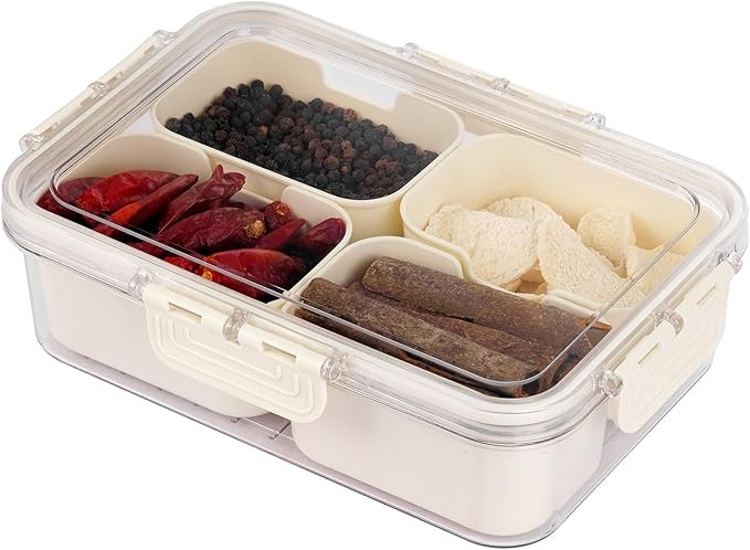 Snack Box Container, Divided Serving Tray with Lid, 4 Compartments | Amazon (US)