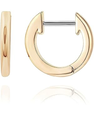 PAVOI 14K Gold Plated, Gold Vermeil, S925 Sterling Silver Cuff Earrings Huggie Stud | Small Hoop ... | Amazon (US)