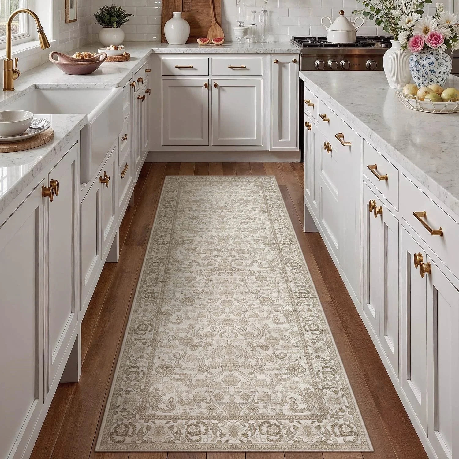 BERTHMEER 2'x6' Washable Runner Rugs for Hallway Bathroom Bedroom Entryway Kitchen Non Slip Brown... | Walmart (US)