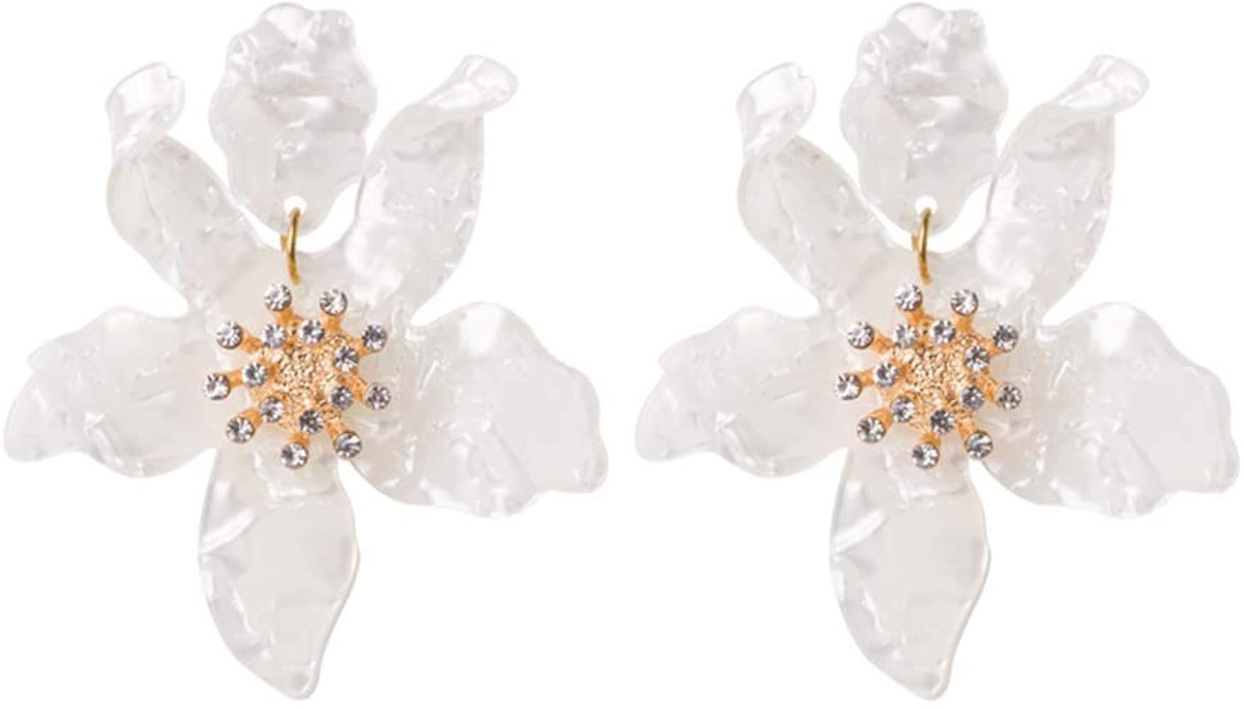 Bohemian Luxury Oversize Resin Big Flower Earrings For Women Stainless Steel Crystal Jewelry | Amazon (US)