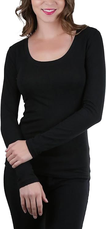ToBeInStyle Women's Long Sleeve Scoop Neckline T-Shirt | Amazon (US)