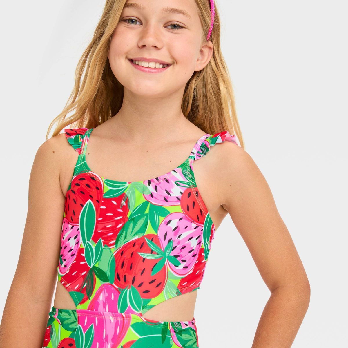 Girls' 'Berry Sweet' Fruit Printed One Piece Swimsuit - Cat & Jack™ | Target