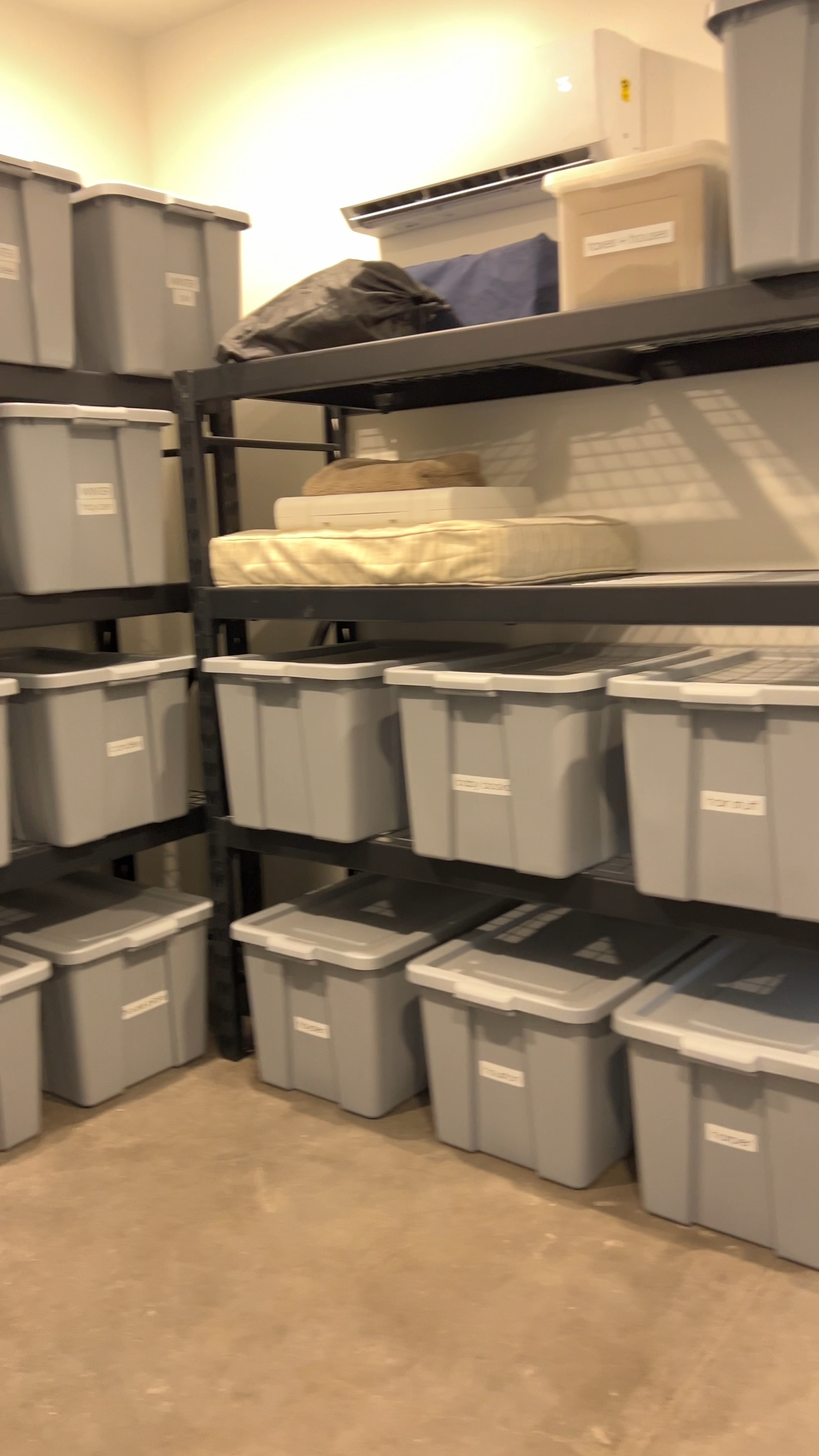 Finally finished organizing our storage room! Storage racks are from Costco but linked similar!