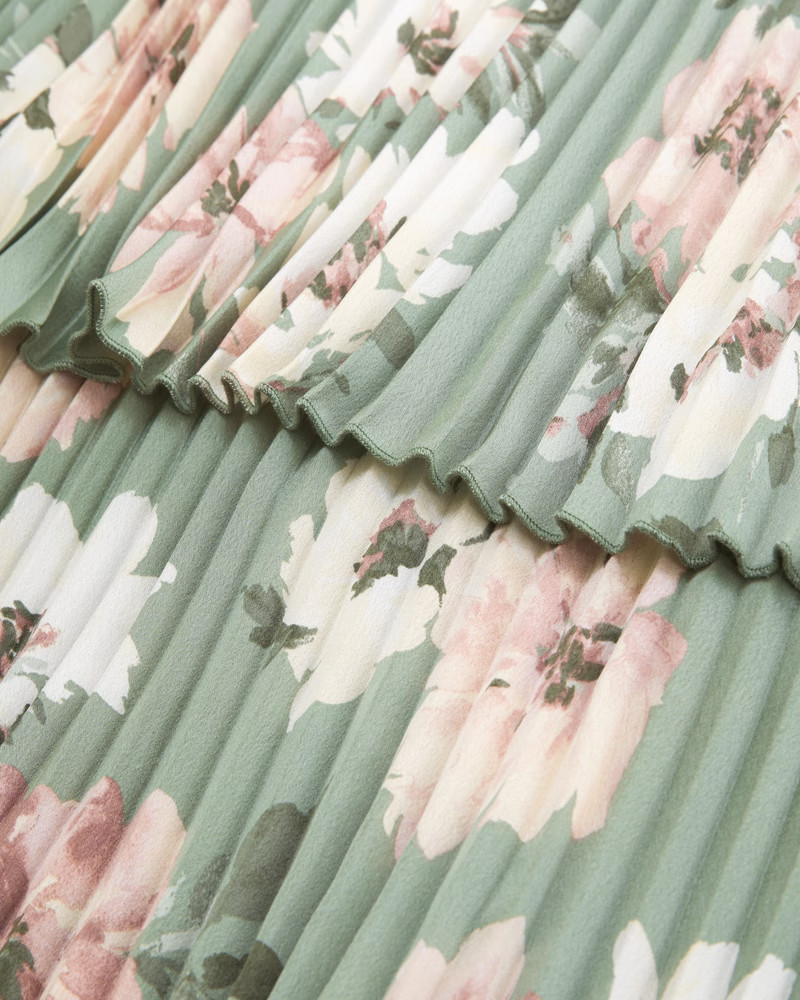 Satin Pleated Tiered Maxi Skirt | Abercrombie & Fitch (US)