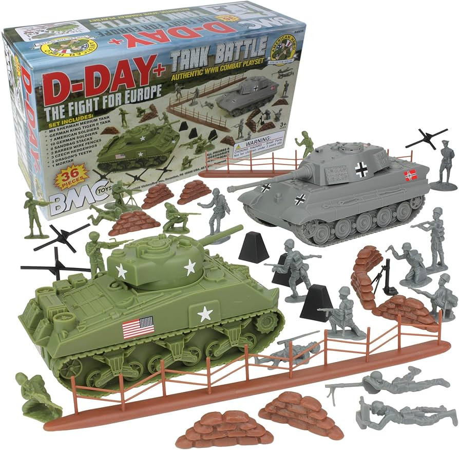 BMC WW2 D-Day Tank Battle - 36pc Plastic Army Men Playset | Amazon (US)