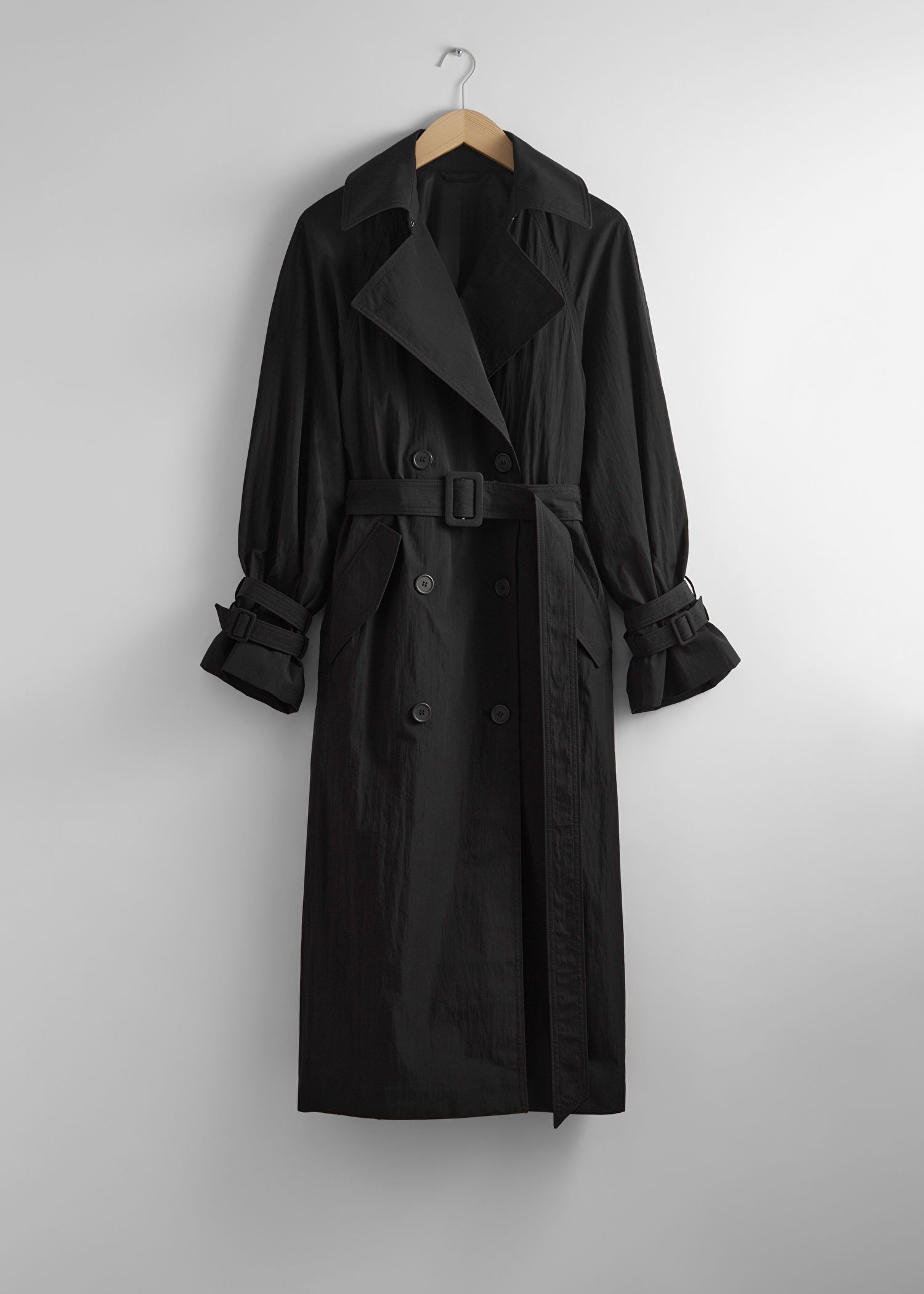 Crinkle-Effect Trench Coat - Black - & Other Stories GB | & Other Stories (EU + UK)