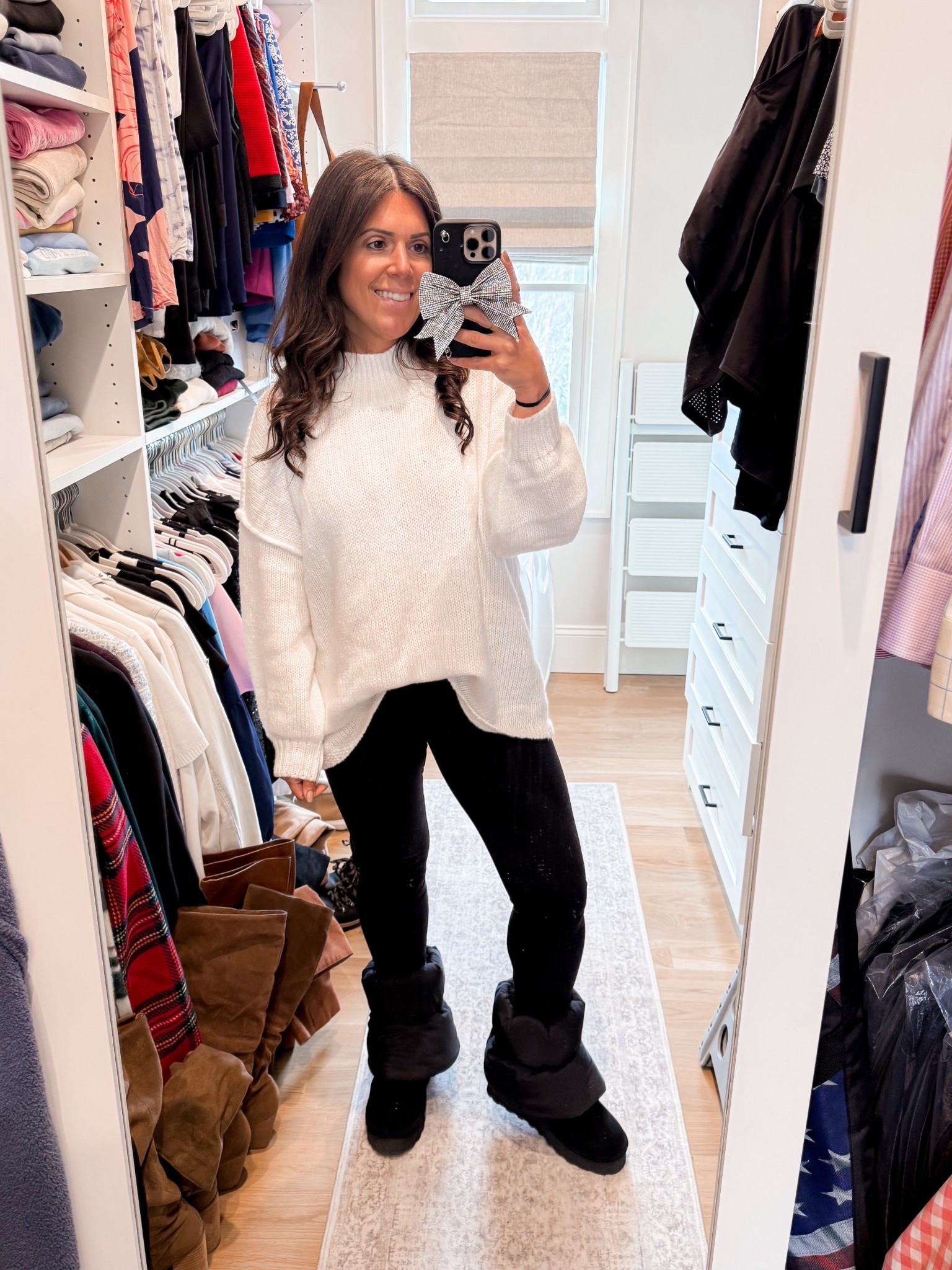 Comfy cozy and trying to stay warm. My fave leggings with my dupe-ish Uggs and my new fave sweater  

#LTKFindsUnder50 

#LTKOver40 #LTKPetite