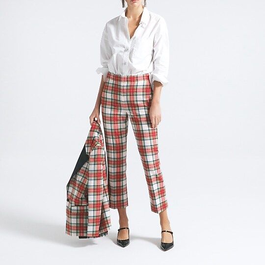 Willa cropped flare pant in Snowy Stewart tartan wool | J.Crew US