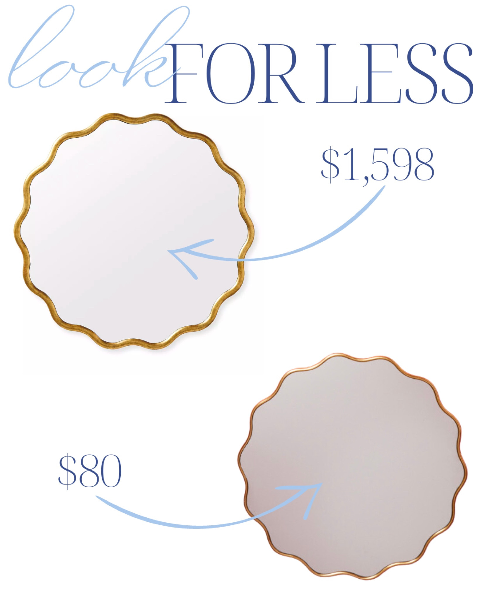 Gold, wavy mirror, scalloped mirror look for last designer mirror, coastal grandmillennial, home, home, decor classic home, traditional home

#LTKunder100 #LTKsalealert #LTKhome