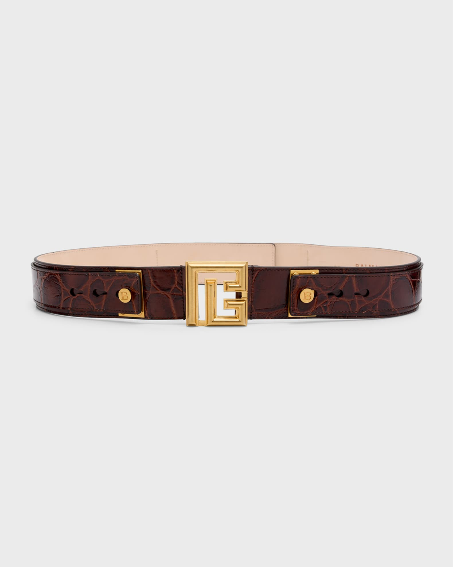 PB Croc-Embossed Leather Belt - 45MM | Neiman Marcus