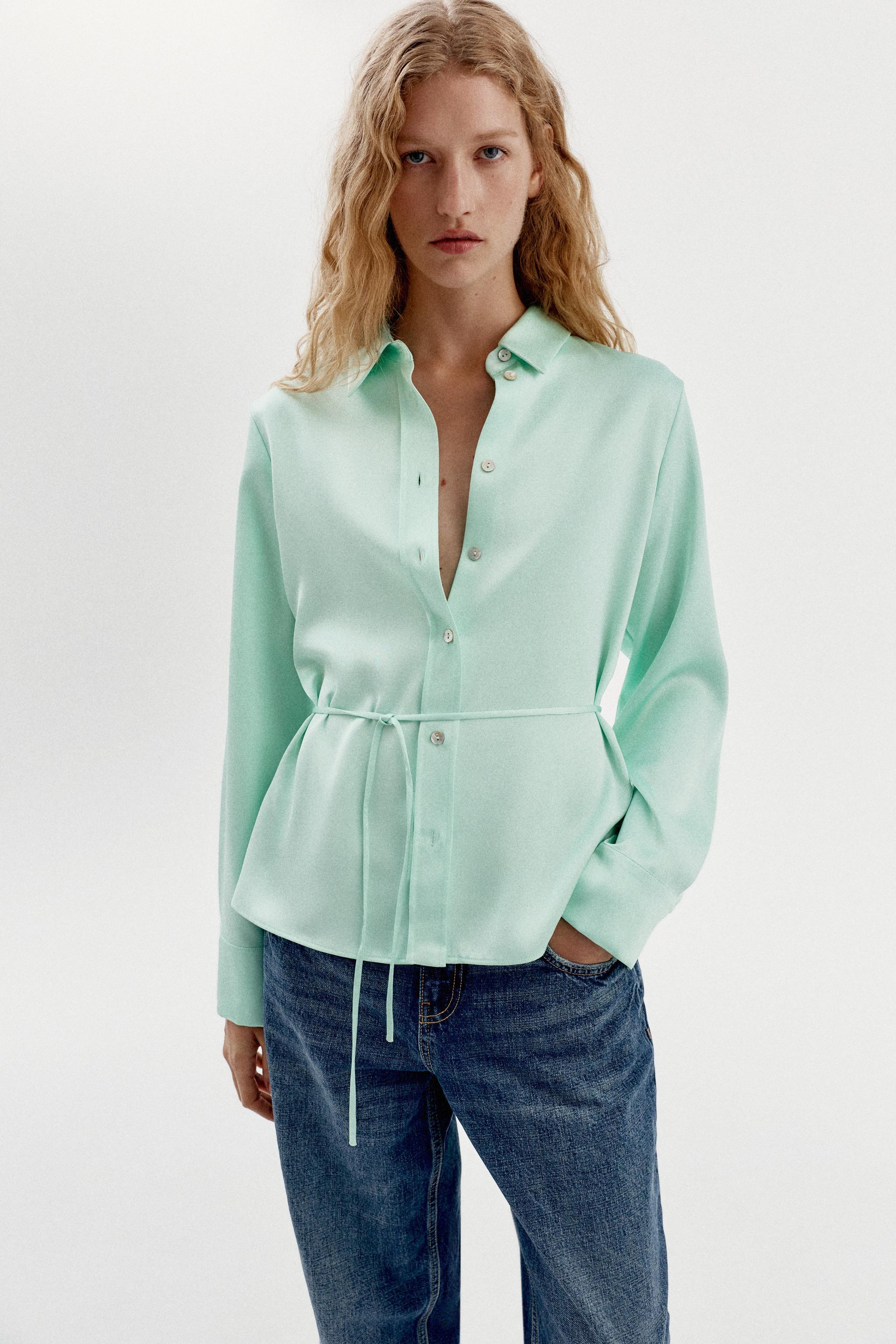 SATIN BACK-TIE SHIRT | Zara US