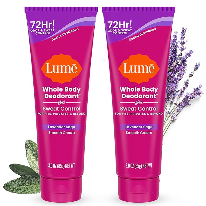 Lume Whole Body Deodorant Plus Sweat Control - Smooth Cream Tube - 72 Hour Odor And Sweat Control... | Amazon (US)