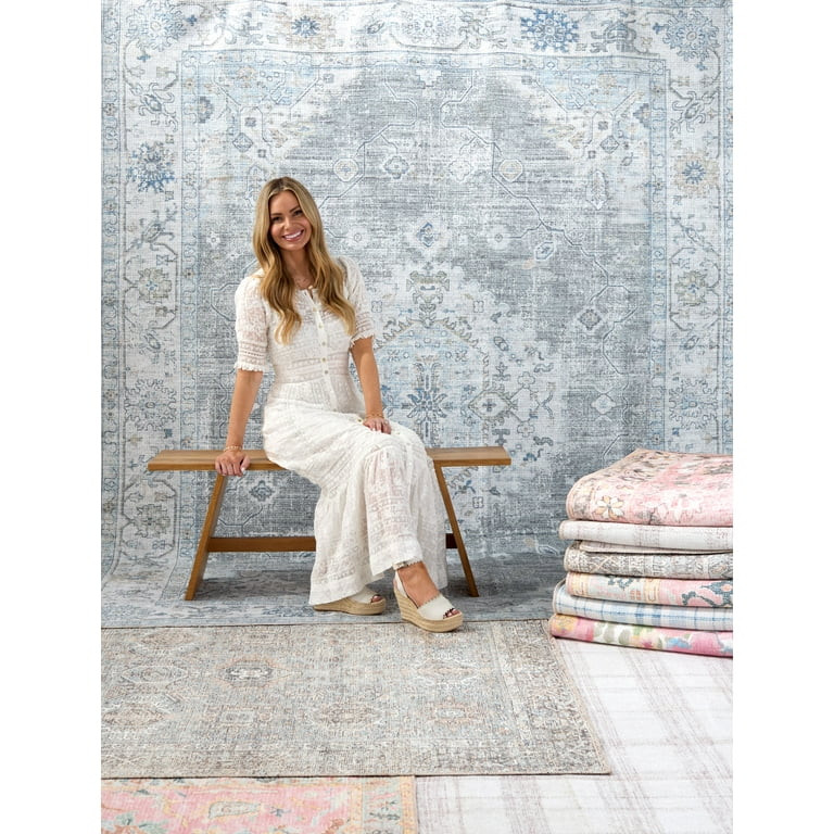 My Texas House Eloise Traditional Floral Indoor Washable 5' x 8' Area Rug | Walmart (US)