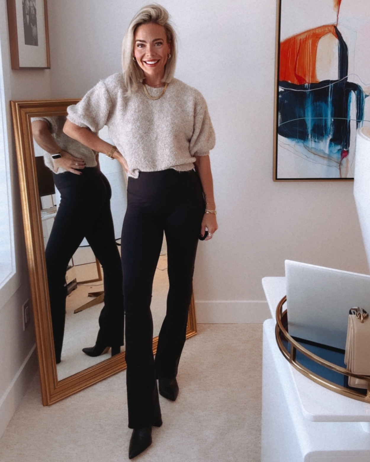 THE fall transition work fit you’re going to LOVE 🍁🍂🫶

Wearing SMALL in the pants & top and 9 in the booties! 

Oh my gosh, ladies, this outfit has me so excited for fall and winter fashion! This top is the perfect transition piece as we go from 80° days to 60° days! 

These pants are to die for. I took the tag off so fast as soon as I put them on because they are so comfortable so stretchy they have a flare leg, which is perfect for booties and they are a great dress pants, without having a button and zipper. They suck you in so nicely and are so flattering! They actually make me look like I have a butt 😂

I cannot recommend this entire outfit enough. I have never taken tags off of anything so quickly!  

If you are looking for the perfect top and pants for fall, you can stop looking because these are IT! 🙌

Comment or message me with any questions! 

Xoxo-your girl for the latest beauty & fashion trends,

CeCe 🙏🍁🏈🍂🙌🔥👊🫶❤️😍⭐️

#LTKWorkWear #LTKMidSize #LTKVacationOutfits #CorMyerStyle #Concert #Vacation   #LTKSummerSales #LTKBacktoSchool       #LTKVideo    #LTKNYFW #LTKFallSale  

#LTKSeasonal #LTKFindsUnder50 #LTKBeauty #LTKStyleTip #LTKFindsUnder100 #LTKTravel #LTKFitness #LTKOver40 #LTKParties #LTKU #LTKSaleAlert #LTKBump #LTKShoeCrush #LTKActive #LTKShoeCrush #LTKBump #LTKFamily #LTKPlusSize #LTKMidsize #LTKSaleAlert #LTKFindsUnder100 #LTKWorkwear