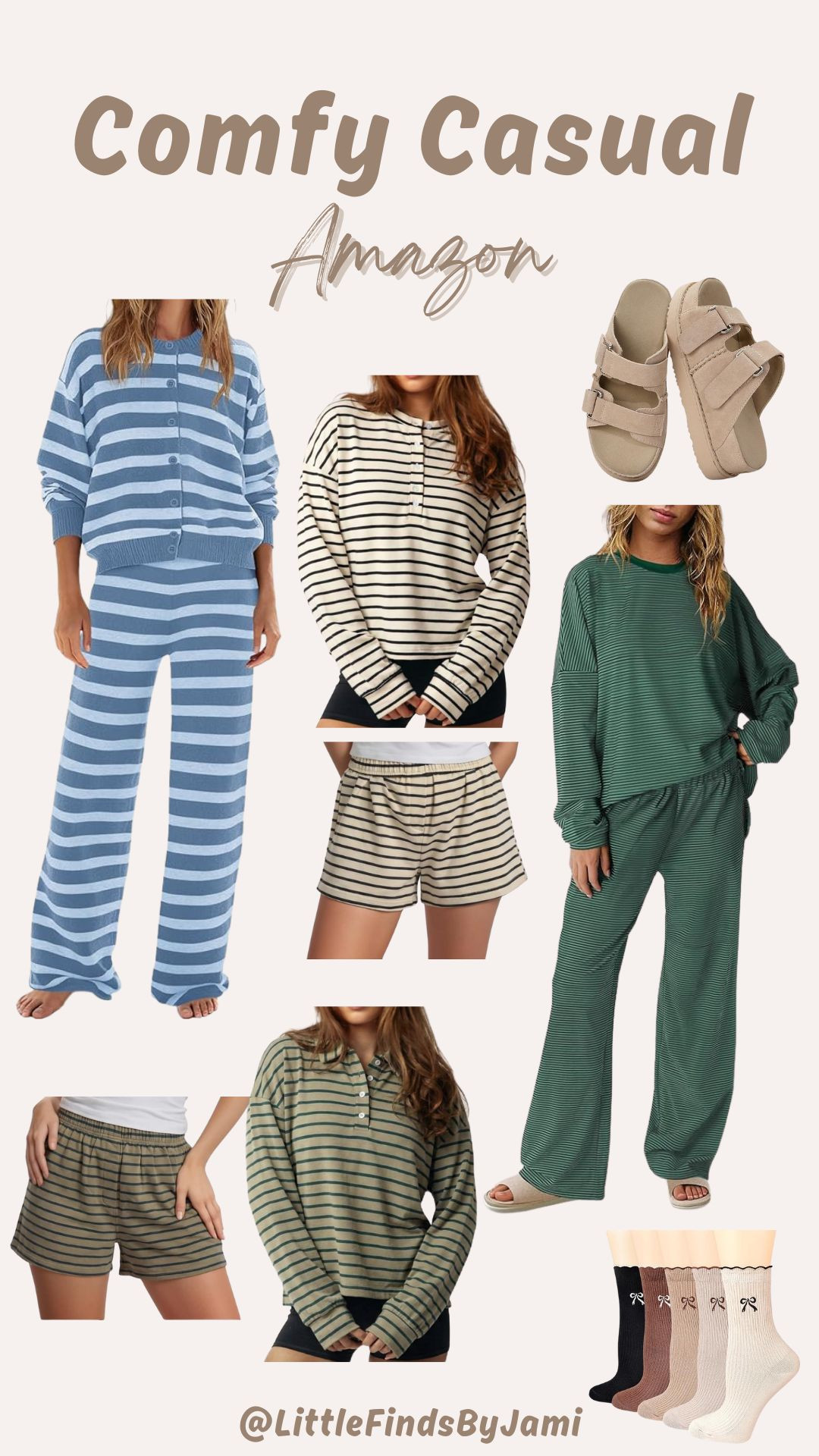 Women's comfy casual sets from Amazon. Easy travel outfits. New striped set. Mom outfit. Gift idea for women. Cute and trendy. School drop off fit.  

 #LTKgrwm #LTKootd #LTKmomlife