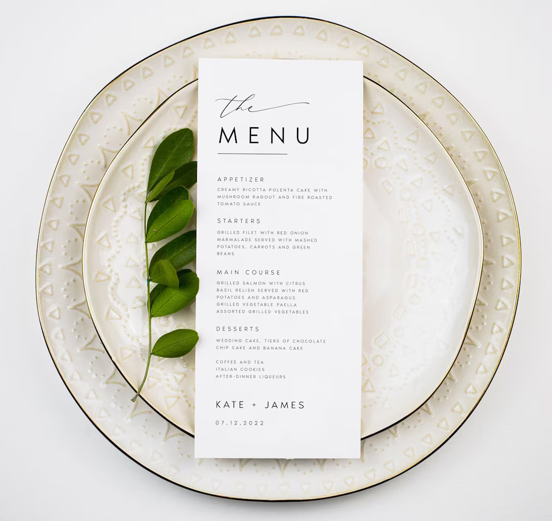 Wedding Menu Template Download, Wedding Menu Cards, Menu Template, Wedding Menus, Minimalist, Mod... | Etsy (US)
