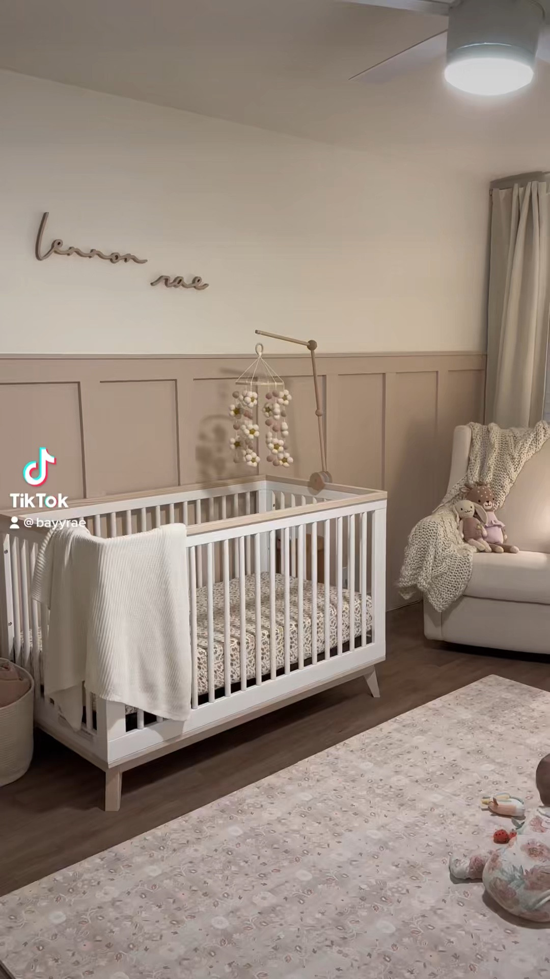 Baby girl neutral nursery ft. our new House of Noa play mat 🫶🏼🌼 #babynursery #girlnursery #playmat #babyletto #kiwiglider 

#LTKbaby #LTKhome #LTKbump