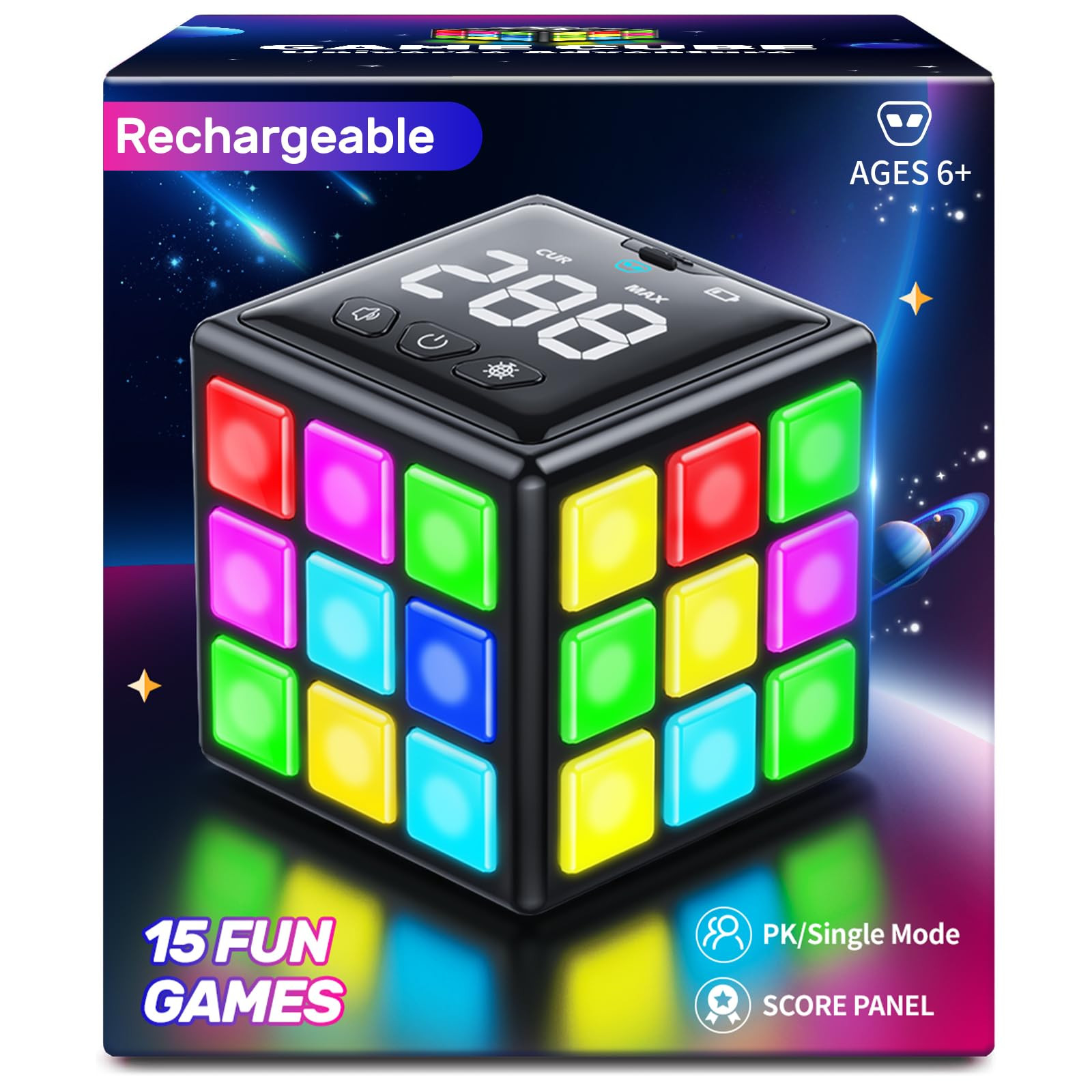 Rechargeable Game Cube - 15-in-1 Fun Brain Memory & Speed Games for Kids - Christmas Easter Birth... | Amazon (US)