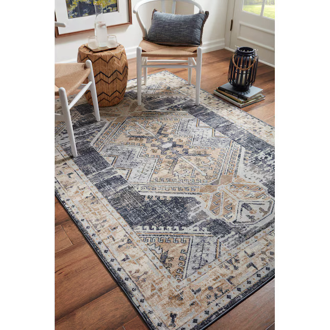 allen + roth with STAINMASTER Lydia 8 X 10 (ft) Blue-ivory Indoor/Outdoor Medallion Area Rug | Lowe's
