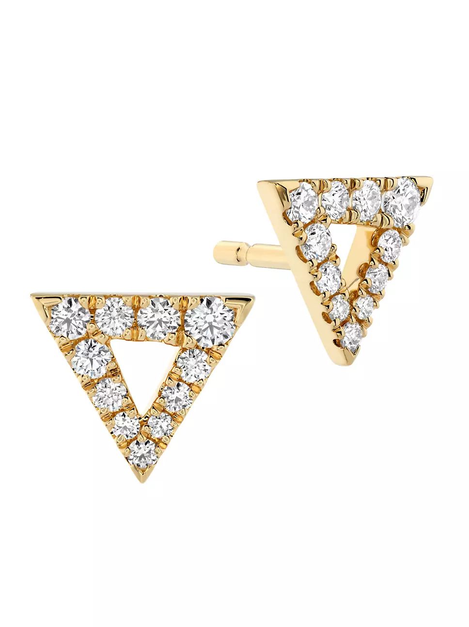 Charmed 18K Yellow Gold & 0.19 TCW Diamond Triangle Stud Earrings | Saks Fifth Avenue