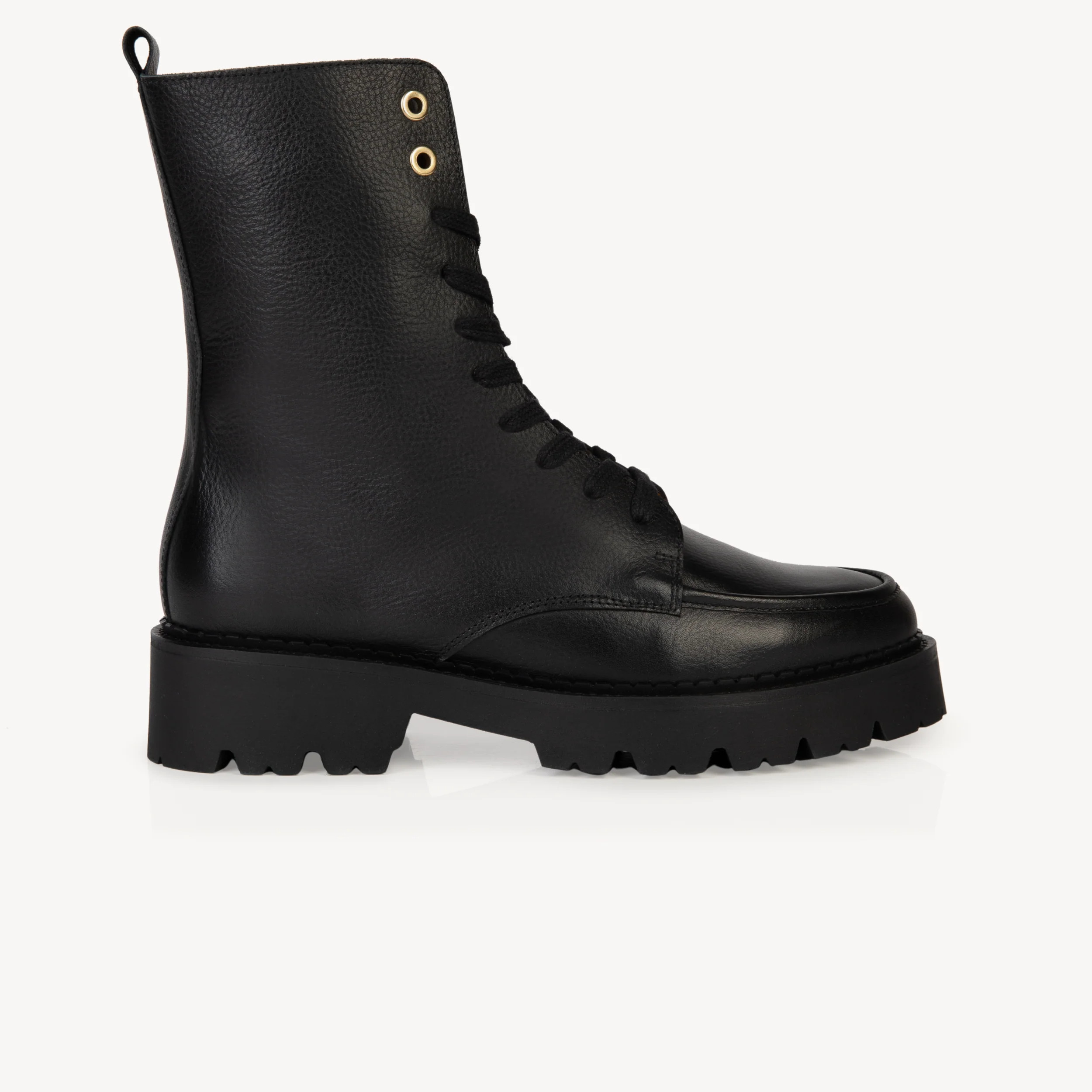 Kiki: Black Leather Lace Up Boots | Air & Grace