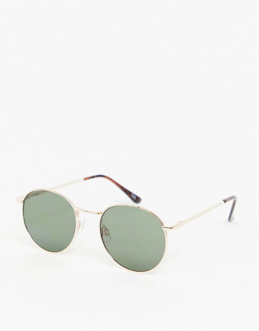ASOS DESIGN 90s metal round sunglasses in gold with g15 lens | ASOS (Global)