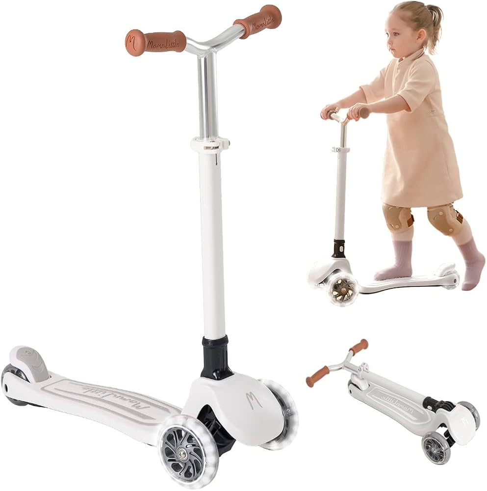 Amazon.com : MomnLittle Foldable 3 Wheels Scooter for Kids Ages 3-10(White) with LED Light-Flashi... | Amazon (US)