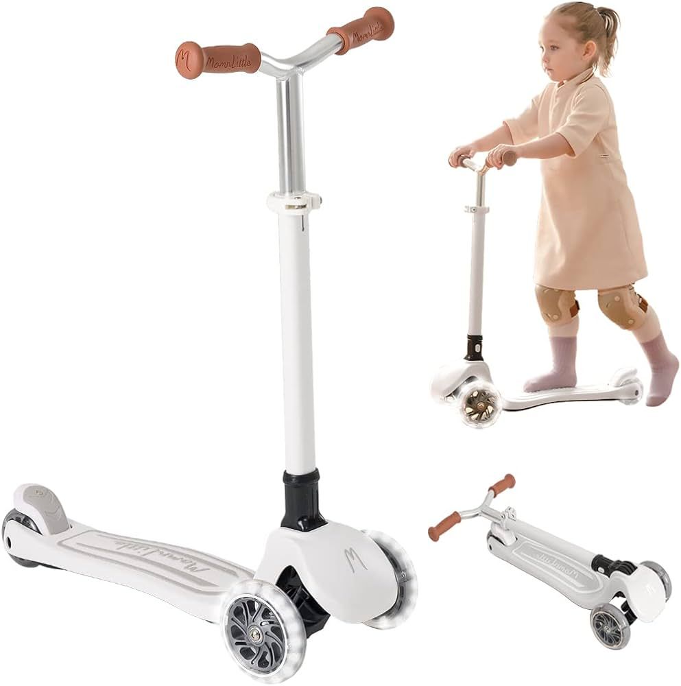MomnLittle Foldable Kids 3 Wheels Scooter(Pink/Beige/White/Navy) with LED Light-Flashing Wheels A... | Amazon (US)