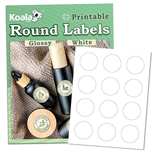 Koala Round Labels 2 Inch, Glossy White Printable Circle Stickers for Inkjet and Laser Printer, 300 Labels for Jars, Party Favor Decors, DIY Thank You Stickers | Amazon (US)