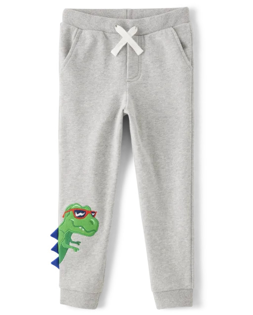 Boys Embroidered Dino Fleece Jogger Pants - Birthday Boutique - Gray | Gymboree
