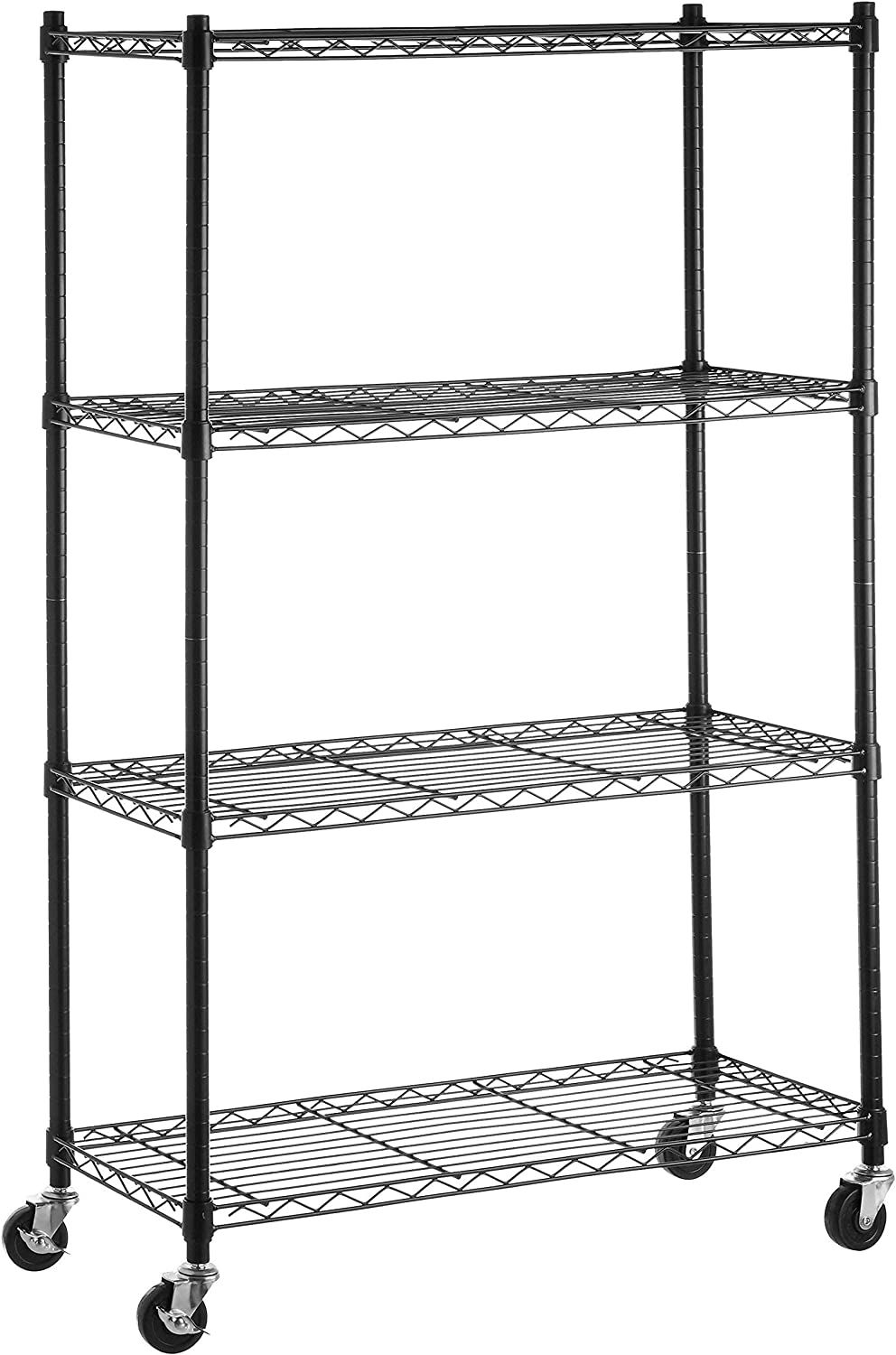 Amazon Basics 4-Shelf Adjustable, Heavy Duty Storage Shelving Unit on 3'' Wheel Casters, Metal Or... | Amazon (US)