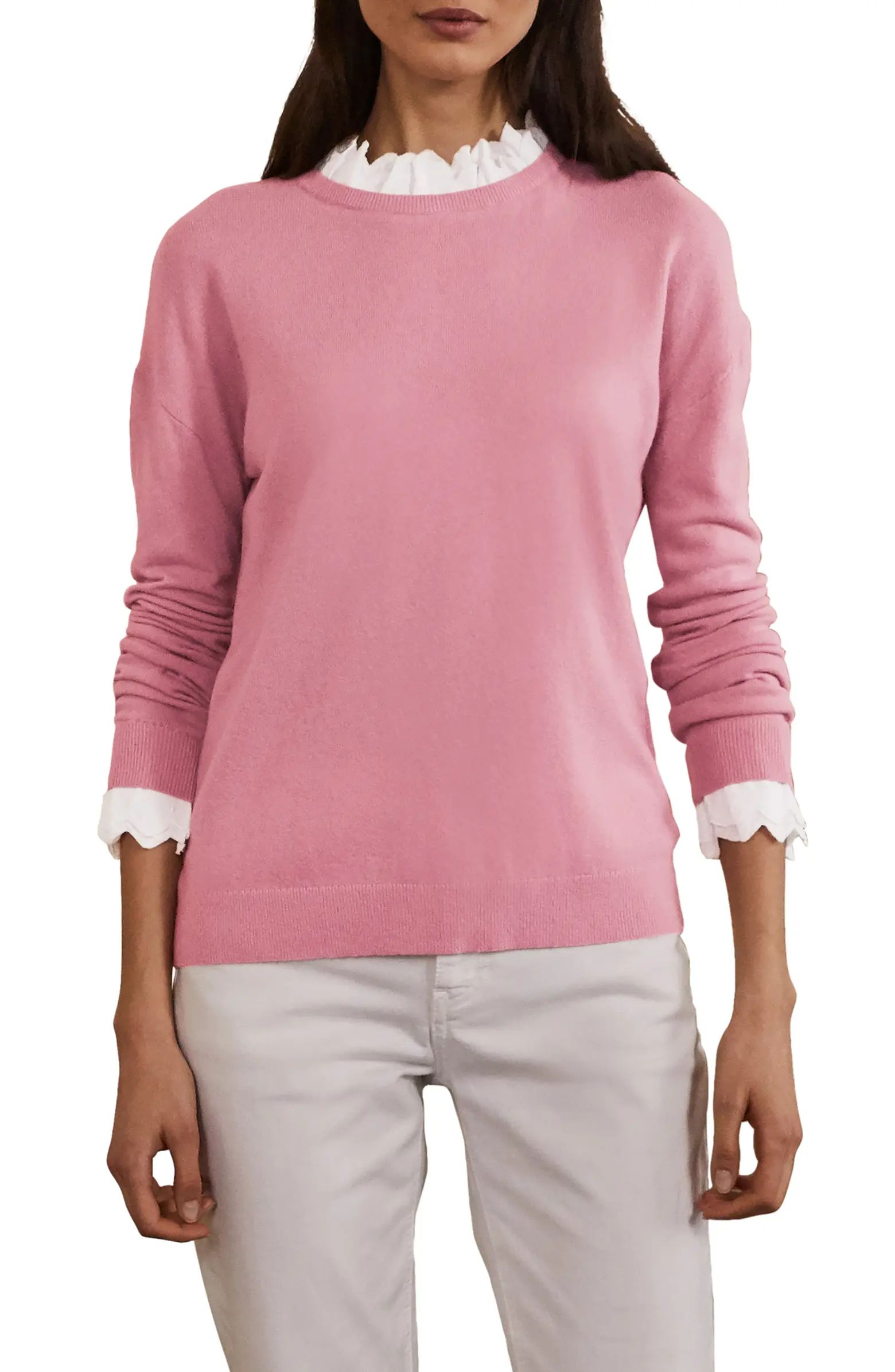 Boden Lydia Woven Frill Trim Sweater | Nordstrom | Nordstrom